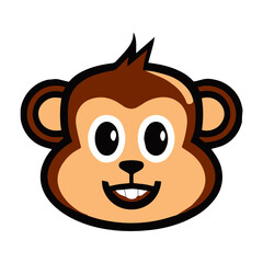 Cute Monkey Mascot Face Vector