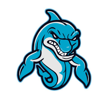 Dolphin Mascot Muscle Vector Clipart