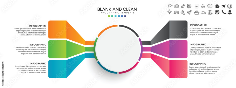 Aufkleber Blank and clean. Steps business data visualization timeline process infographic template design	