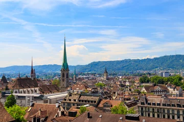 Deurstickers Aerial view of the old town of Zurich, Switzerland © olyasolodenko