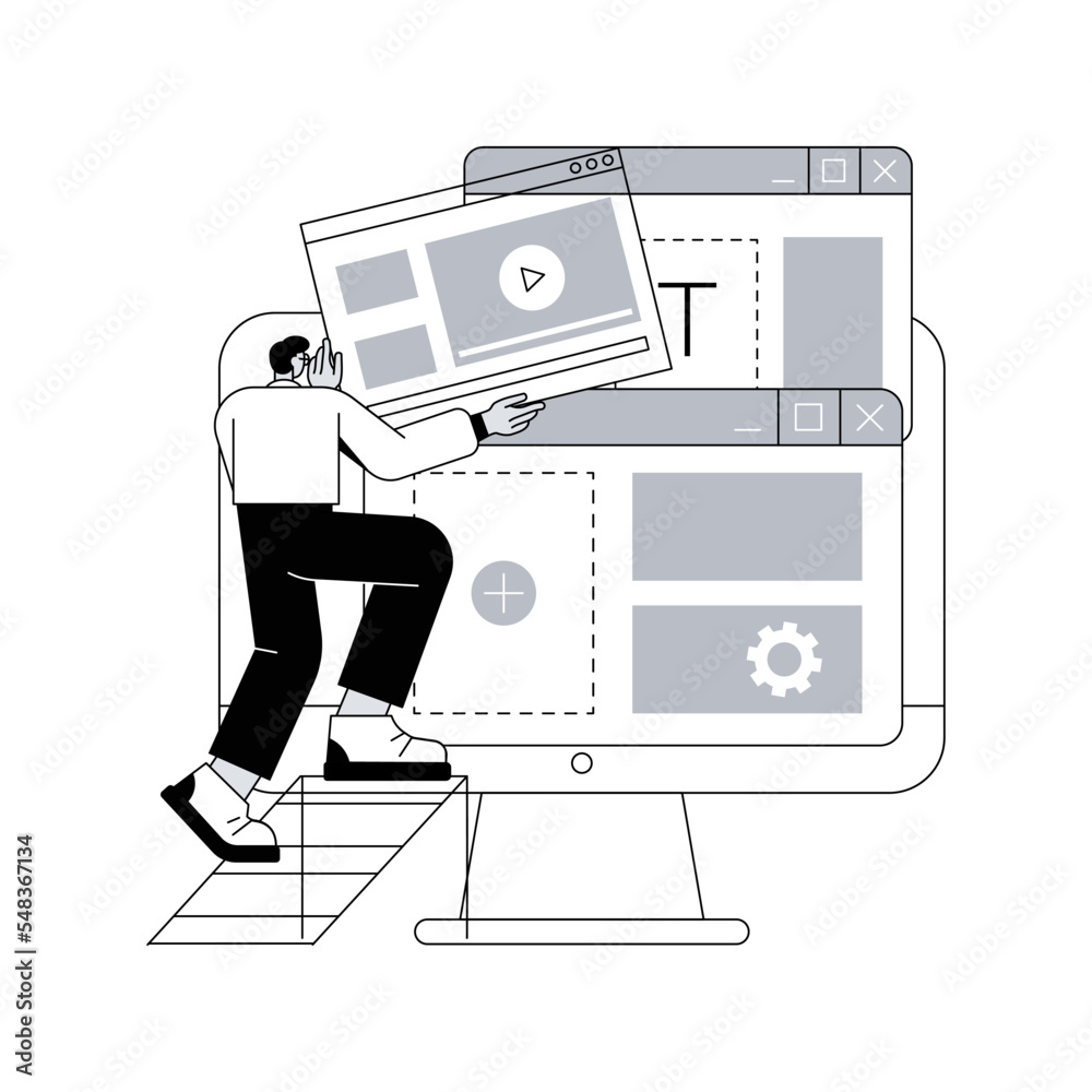 Poster wireframe abstract concept vector illustration. web page layout, interface element, website navigati