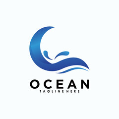 ocean water logo design with modern concept