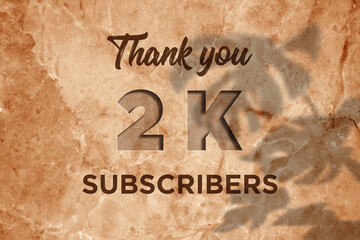 2 K subscribers celebration greeting banner with Marble Engraved Design