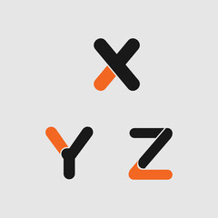 set of letter font x y z logo design with creative concept