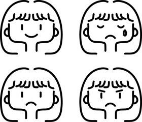 手描きの人物・様々な表情のベクターイラスト