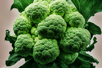 fresh raw green healthy broccoli on a light background