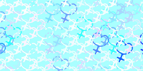 Light Pink, Blue vector background with woman symbols.