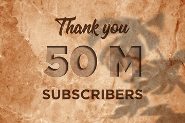 50 Million subscribers celebration greeting banner with Marble Engraved Design