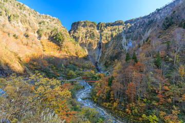 立山連峰の紅葉　富山県立山町　Autumn leaves of the Tateyama mountain range. Toyama prefecture Tateyama town.