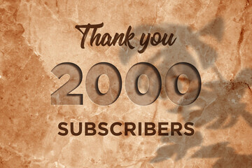 2000 subscribers celebration greeting banner with Marble Engraved Design