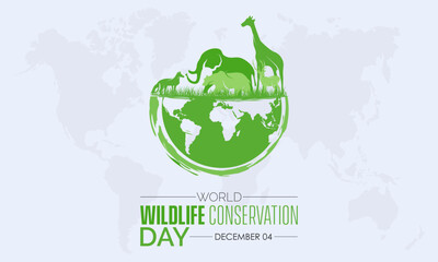 Vector illustration design concept of World Wildlife Conservation Day observed on December 4