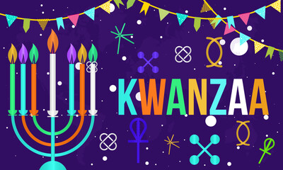 Vector illustration design concept of Happy Kwanzaa celebration on December 26