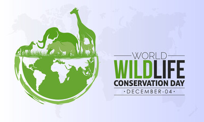 Vector illustration design concept of World Wildlife Conservation Day observed on December 4