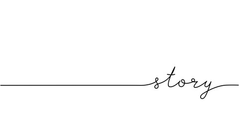 Story word - continuous one line with word. Minimalistic drawing of phrase illustration.