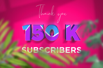 150 K subscribers celebration greeting banner with Blue Purple Design