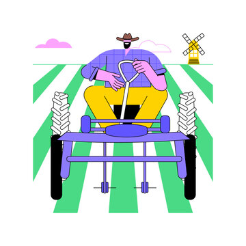 recommend clip art: Mechanical cultivation isolated cartoon vector illustrations. Farmer in tractor drives across the field, cultivator machine, modern agriculture, organic farming, weed control vector cartoon.