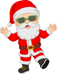 Cartoon santa claus wearing sunglasses