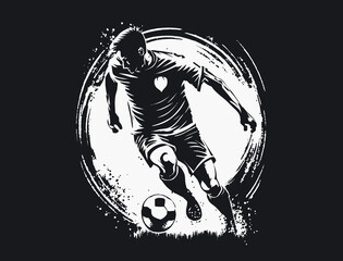 Soccer Player Kicking Ball Vector Illustration. Football Player Sketch Style Design.