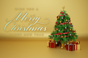 Fototapeta na wymiar 3d render of christmas concept with traditional decoration