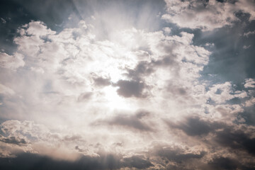 Fototapeta premium Dark sky and a sharp black cloud before the rain.