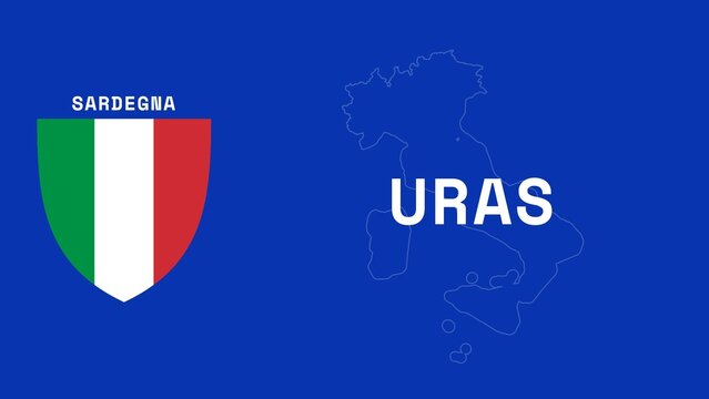 Uras: Illustration mit dem Ortsnamen der italienischen Stadt Uras in der Region Sardegna
