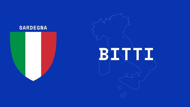 Bitti: Illustration mit dem Ortsnamen der italienischen Stadt Bitti in der Region Sardegna