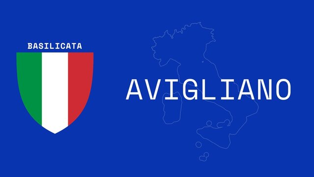 Avigliano: Illustration mit dem Ortsnamen der italienischen Stadt Avigliano in der Region Basilicata