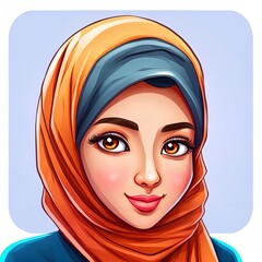 Women Wearing Hijab Icon Logo 2D Illustrated Muslim Woman Muslim Girl Avatar Asian Traditional Hijab