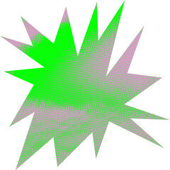 Abstract transparent halftone grunge burst shape.