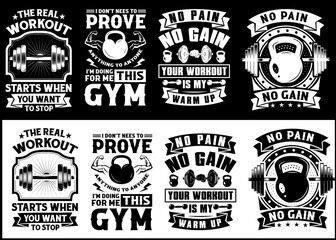 Gym Fitness Workout typography vector print design
