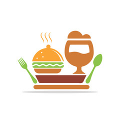 burger , fries and drink flat icon design.