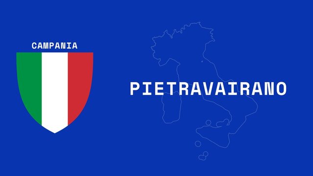 Pietravairano: Illustration mit dem Ortsnamen der italienischen Stadt Pietravairano in der Region Campania