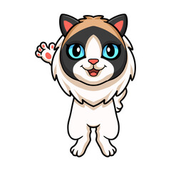 Cute rag doll cat cartoon waving hand