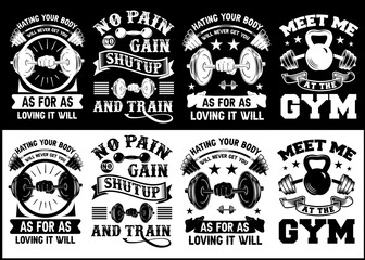 Gym Fitness Workout typography vector print design