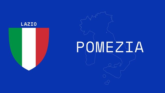 Pomezia: Illustration mit dem Ortsnamen der italienischen Stadt Pomezia in der Region Lazio