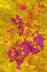 Golden and pink colored brush strokes with platte knife effect, abstract artistic concept painting background illustration.