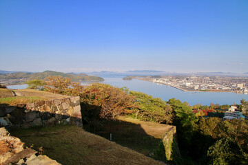 Fototapeta na wymiar 本丸からの眺望・北西・米子城跡（鳥取県・米子市）