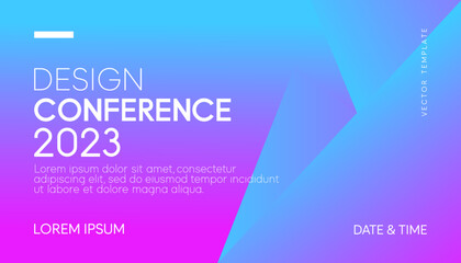 Abstract modern business conference design template with gradient geometric shape effect. Dynamic flyer layout. Vector, 2023