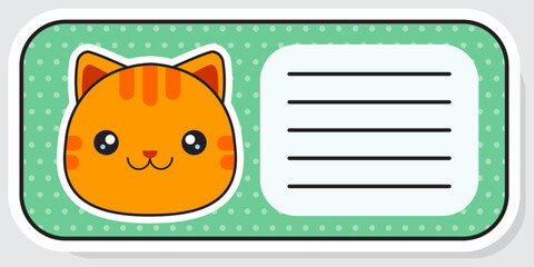Cute red cat. Vector sticker. Notepad sticker. Vector illustration
