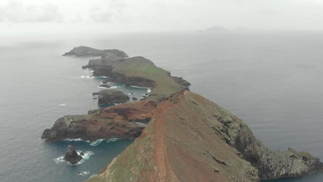 Lovely aerial view over the peninsula Ponta de Sao Lourenco on the Portuguese island Madeira