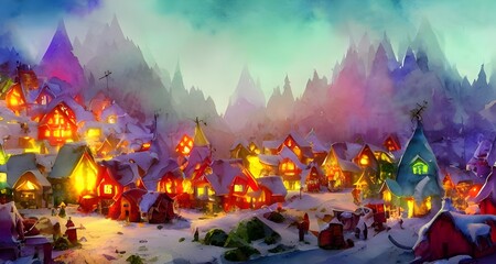 The Santa Claus village is a small town in the middle of nowhere. It's a place where Christmas never ends and everyone is always happy. The streets are lined with candy canes and there are presents ev