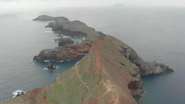 Lovely aerial view over the peninsula Ponta de Sao Lourenco on the Portuguese island Madeira