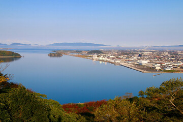 本丸からの眺望・西方面・米子城跡（鳥取県・米子市）