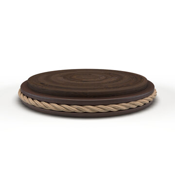 Dark wood base with rope around it