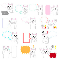 Obraz na płótnie Canvas A group of white kitten with speech bubble