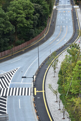 Road with no car in Shinjuku, Tokyo