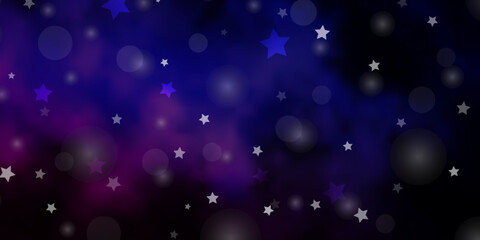 Dark Pink, Blue vector template with circles, stars.