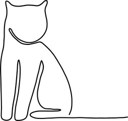 simplicity cat freehand continuous line drawing.