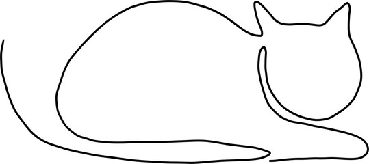 simplicity cat freehand continuous line drawing.