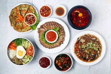 Freshly cooked assorted Korean food